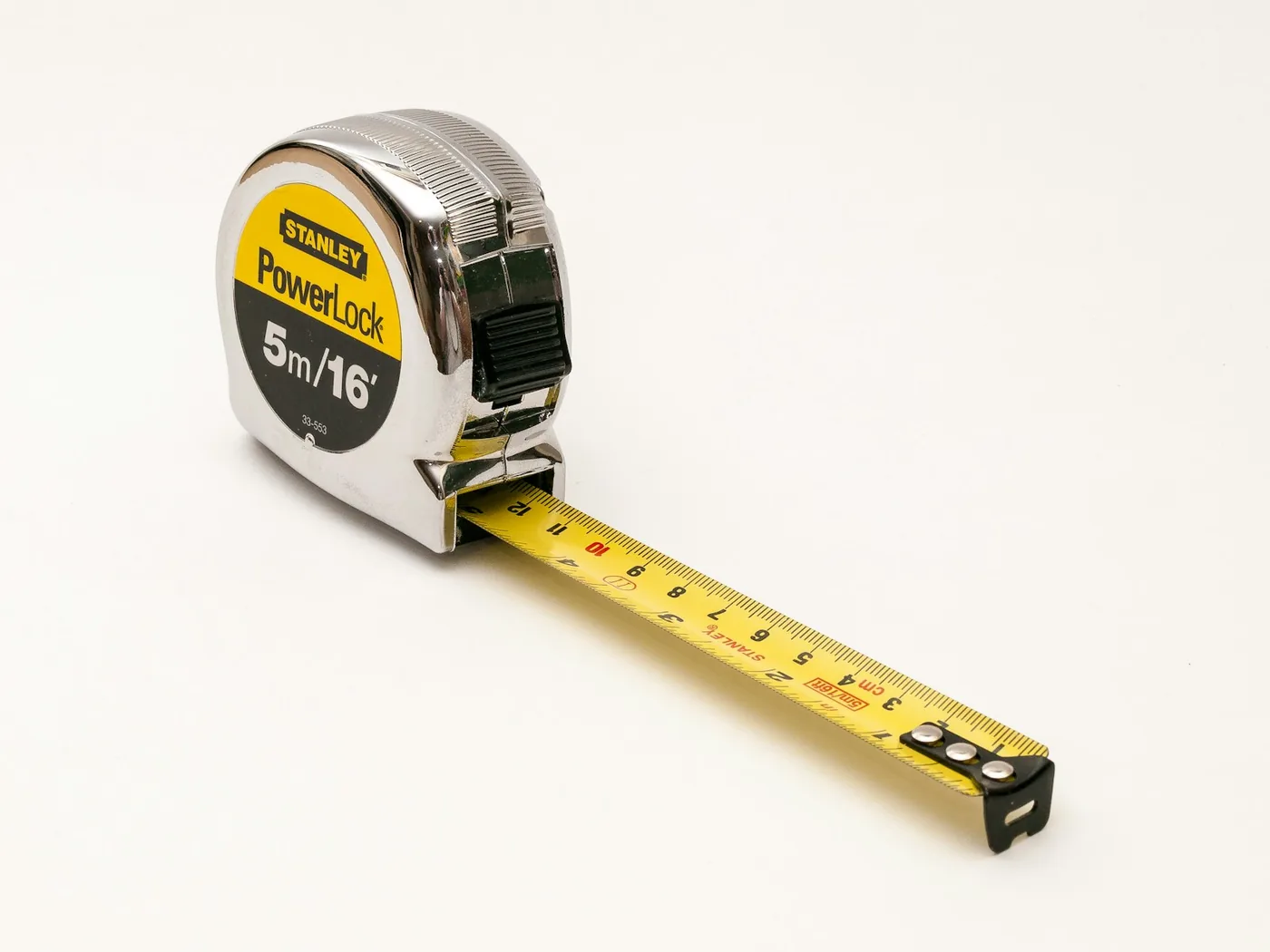 A tape measure on a white background