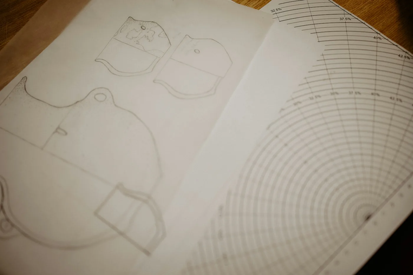 A technical drawing on paper
