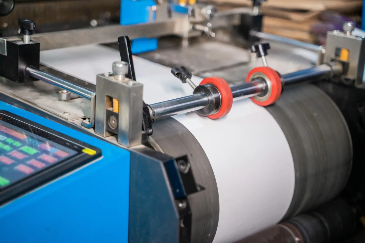 A serial number label on a piece of machinery