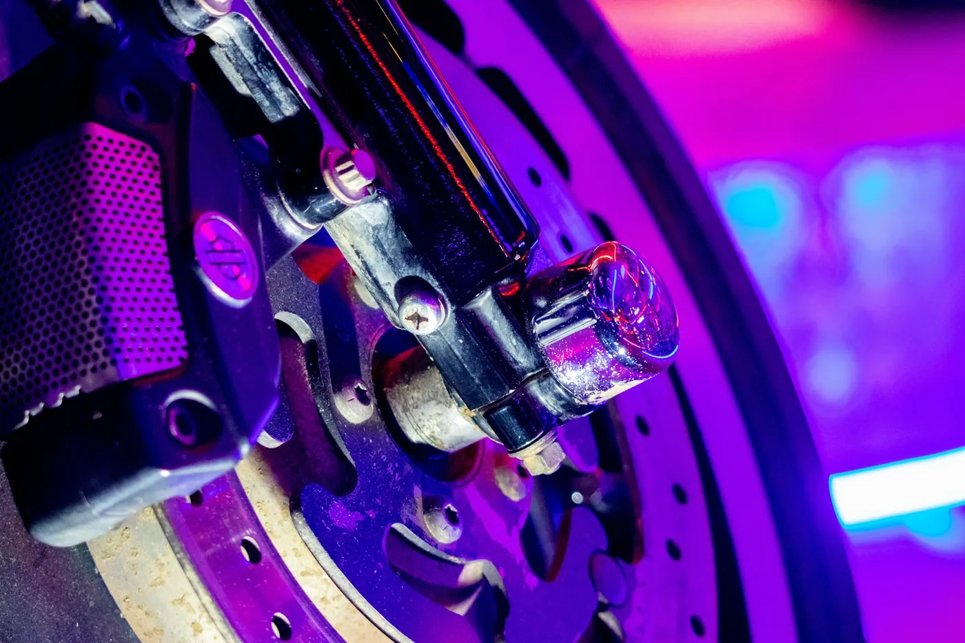 a close up of a brake on a motorcycle