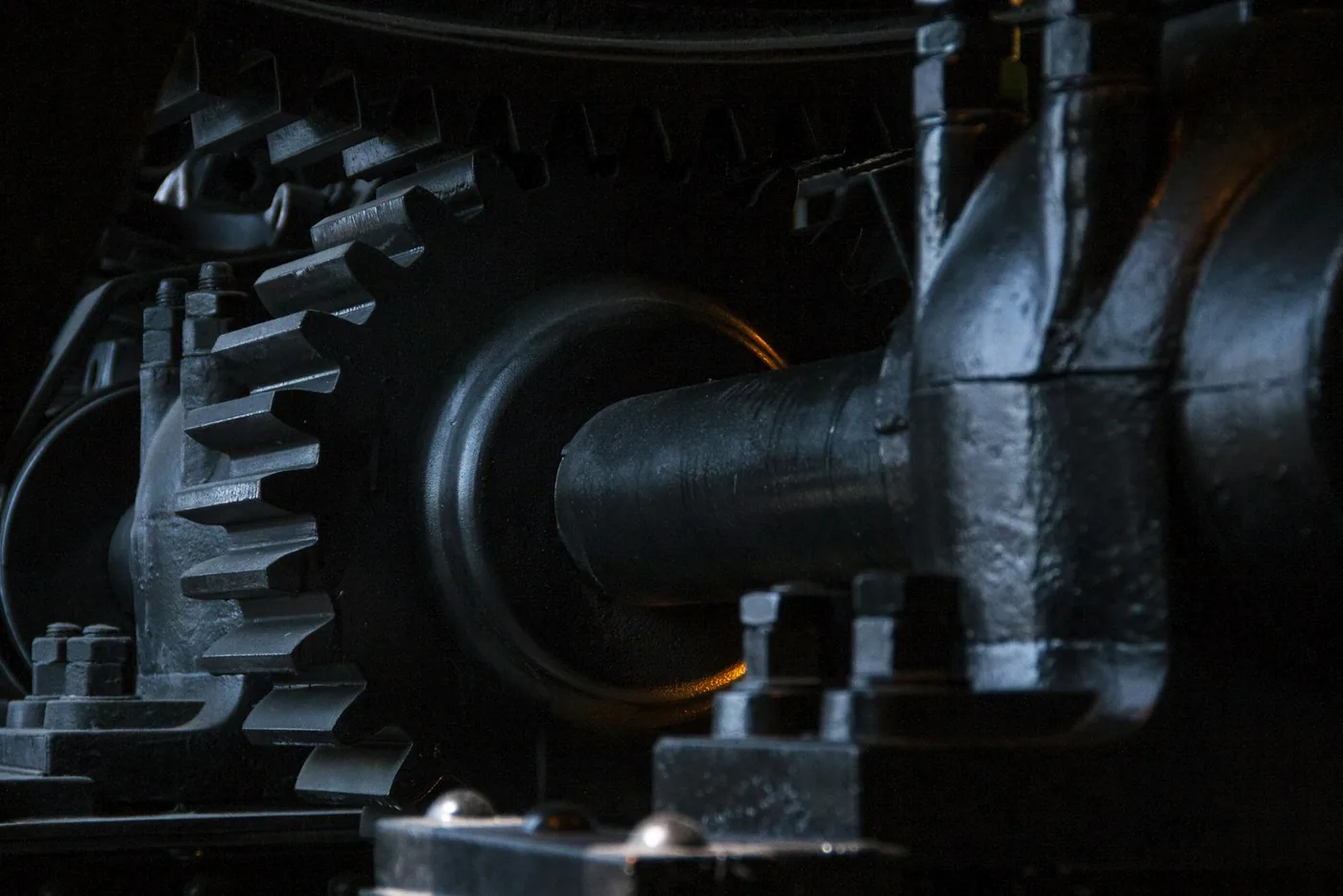 Gears and a shaft in close-up