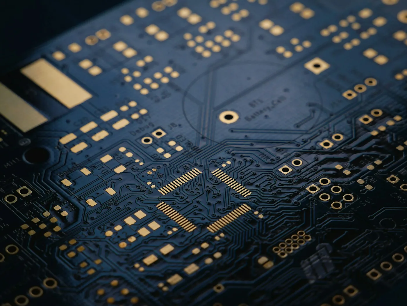 A close-up of a printed circuit board
