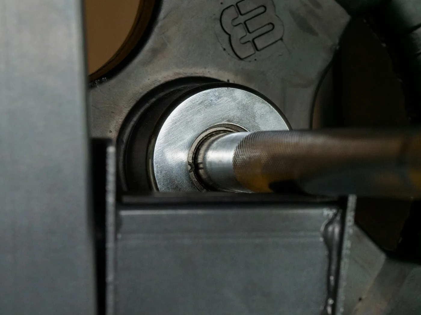 A steel shaft held in a machine tool
