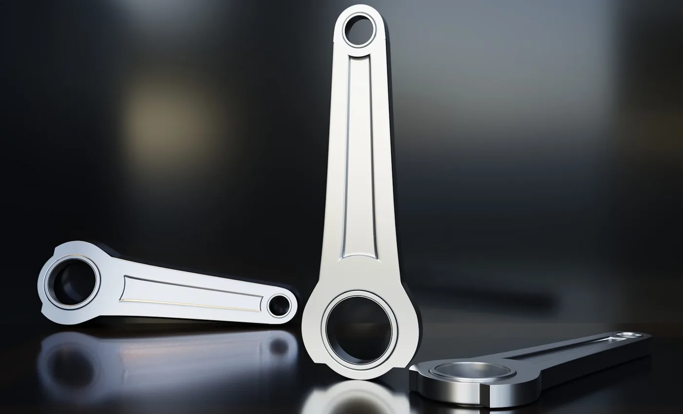 Two polished connecting rods