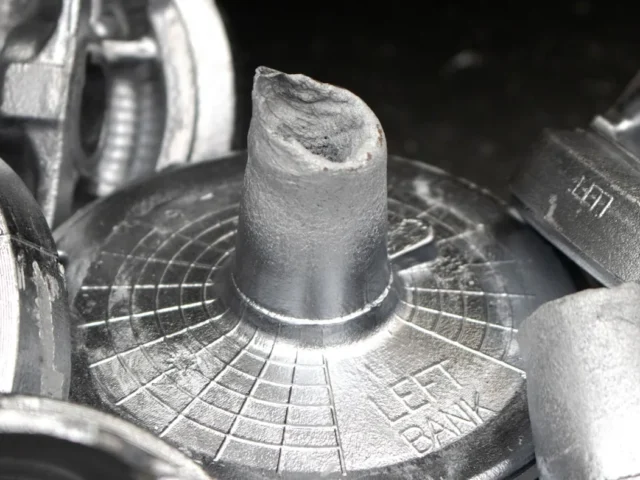 A forged aluminium component in close-up