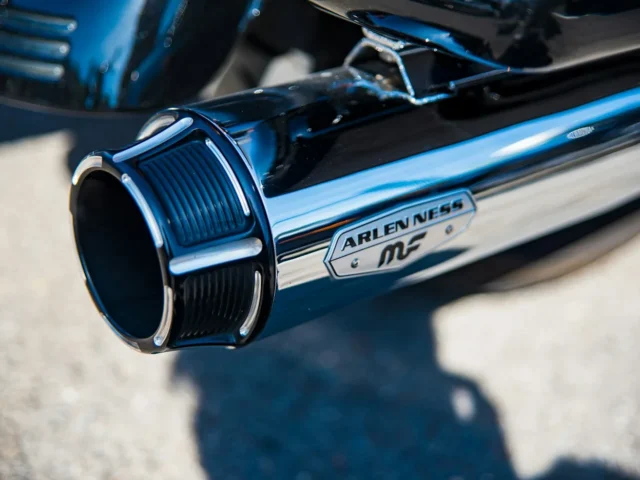 The exhaust pipe of a motorcycle