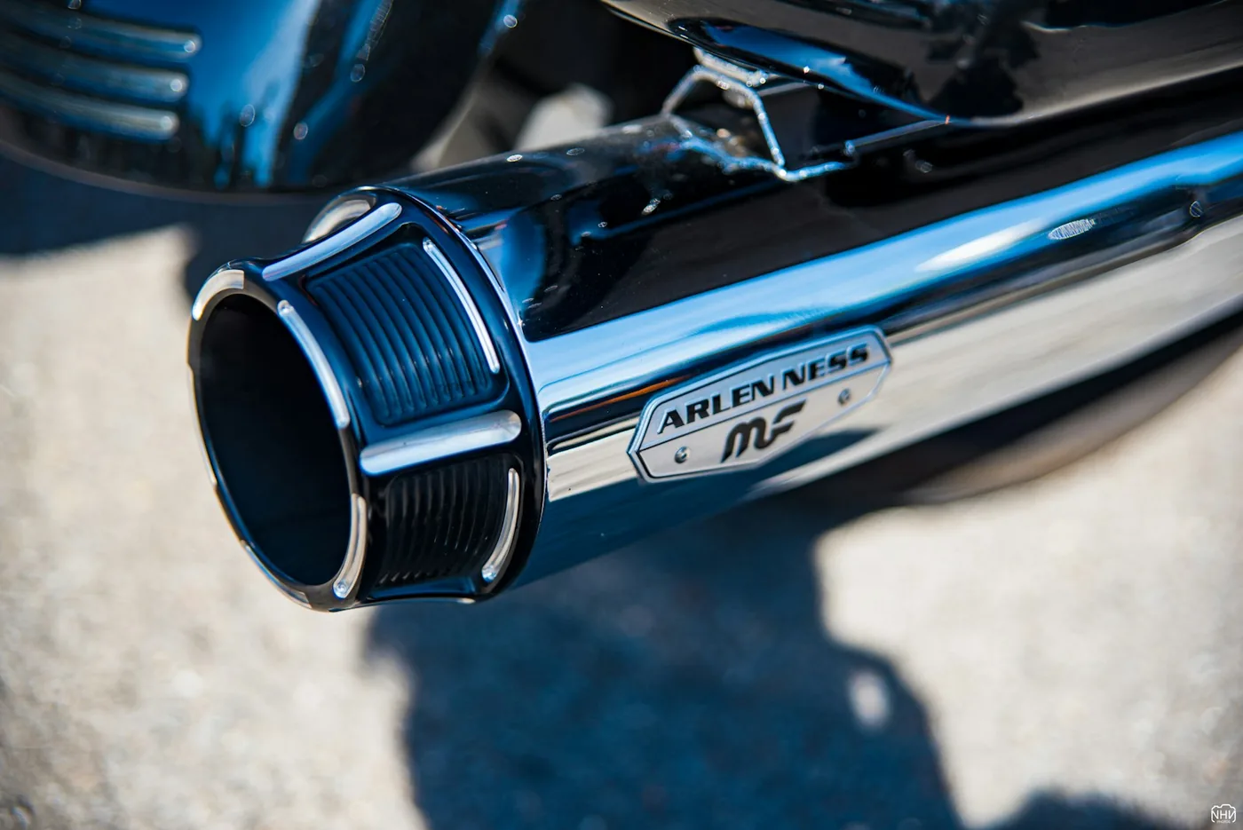 The exhaust pipe of a motorcycle