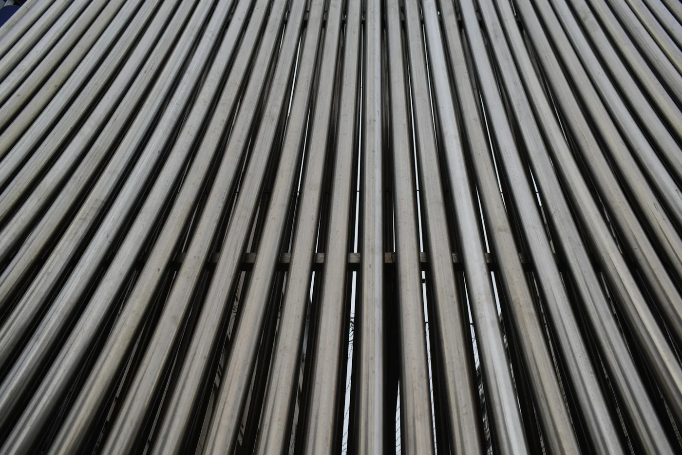 A large metal pipe in close-up