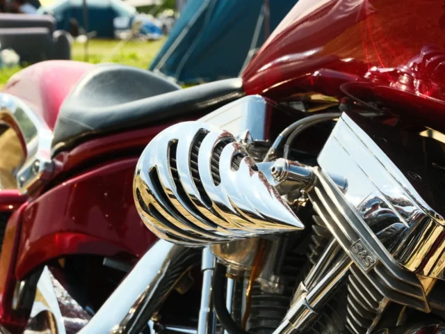 Chrome detail on a custom motorcycle