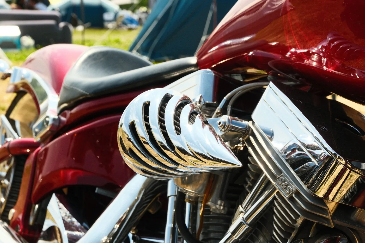 Chrome detail on a custom motorcycle